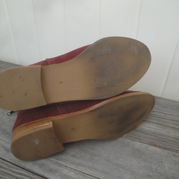 Anthropologie Boots Booties Burgandy RN#66170 Leather Soft Suede Zipper Back 9M - Picture 5 of 6